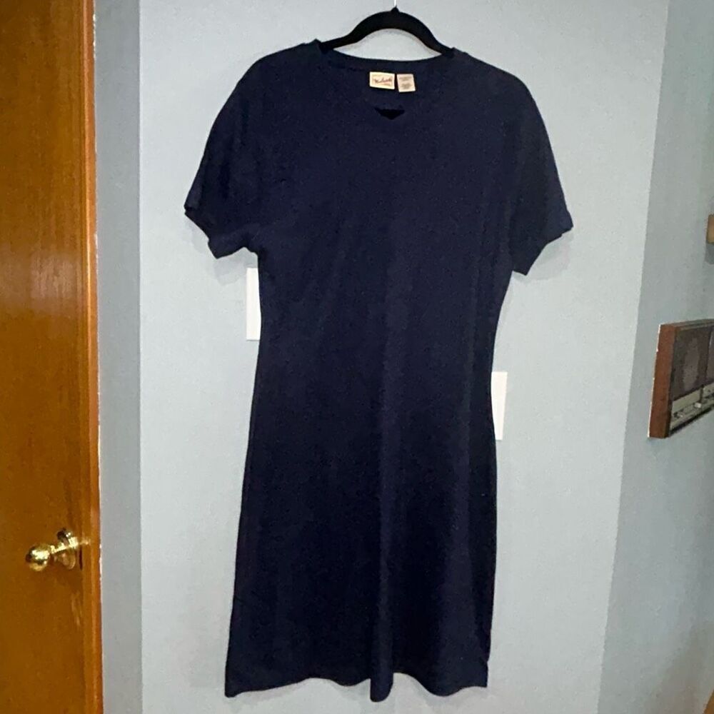 Woolrich Womens Navy Blue V-Neck‎ Short Sleeve T-Shirt Midi Dress Small